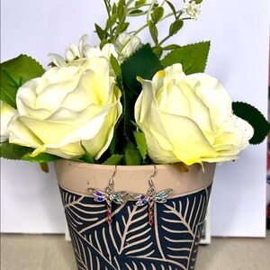 Dragonfly Earrings with Colorful Stones